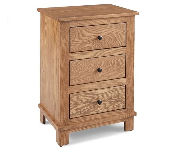 Amish Weston Simple 20.5 Inch Wide Wood 3-Drawer Nightstand.