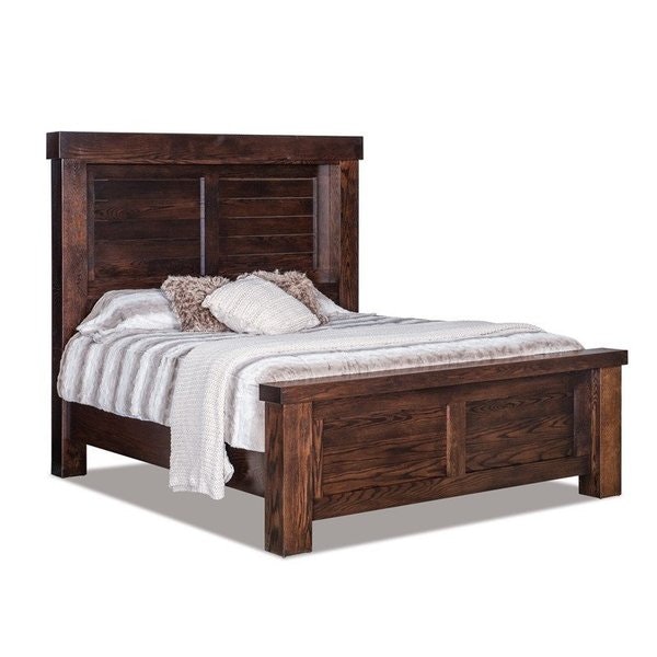 Amish Rory Shiplap Wood Panel Farmhouse Bed with 76 inch Headboard and 26 inch Footboard.