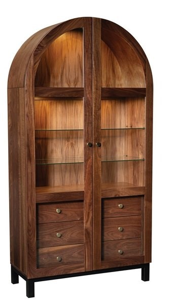 Amish Arched Modern Cabinet with Glass Doors