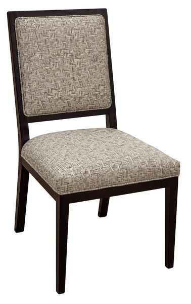 Amish Fairhaven Modern Upholstered Dining Chair with Horizontal Wood Slat Back