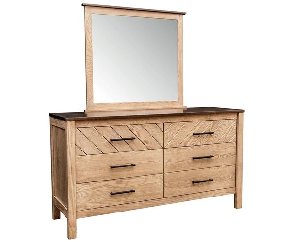Amish Nevaeh Chevron Dresser with Optional Mirror