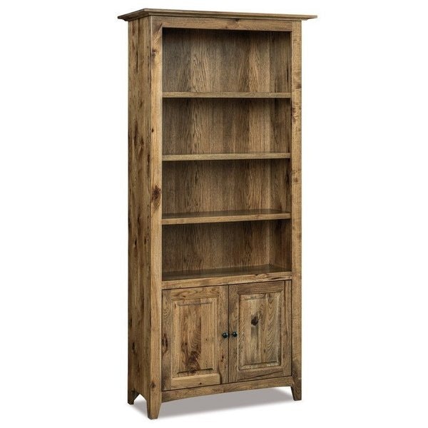 Amish 80 Tall Rustic Brock Bookcase with Two Doors