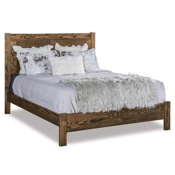 Amish Nash Solid Wood Minimalist Panel Low Profile Bed Solid Hardwood 52 inch Headboard height and with a 15.5 inch Footboard Height.