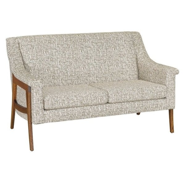 Amish Luna Modern Upholstered 58 inch Loveseat 2-Seat with your choice of Wood, Finish, Upholstery and Seat Foam Density.