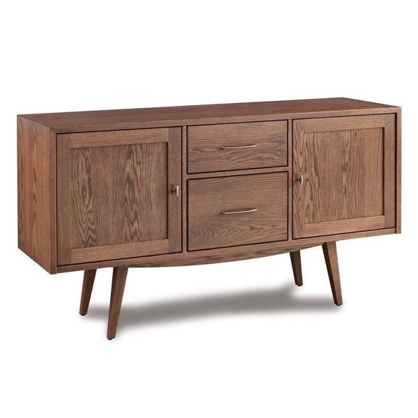 Amish Neveah 63 Wide Mid-Century Modern Credenza with File Cabinet with 1 Later File Drawer and 1 Regular Drawer
