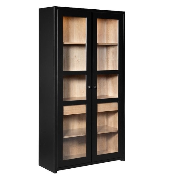 Amish 78 Tall Modern Curio Cabinet with Interior Drawer and Adjustable Shelves