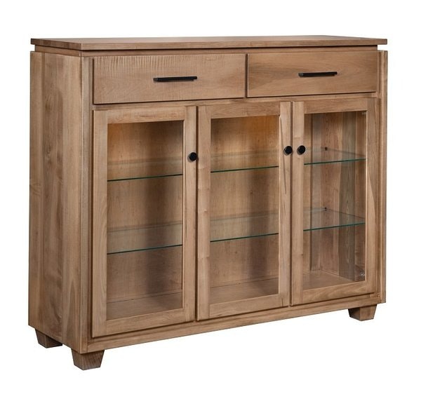Amish Handcrafted Squared Edge Tall Buffet Storage Cabinet