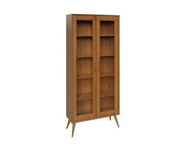 Amish South Shore Mid-Century Modern Bookcase with Doors