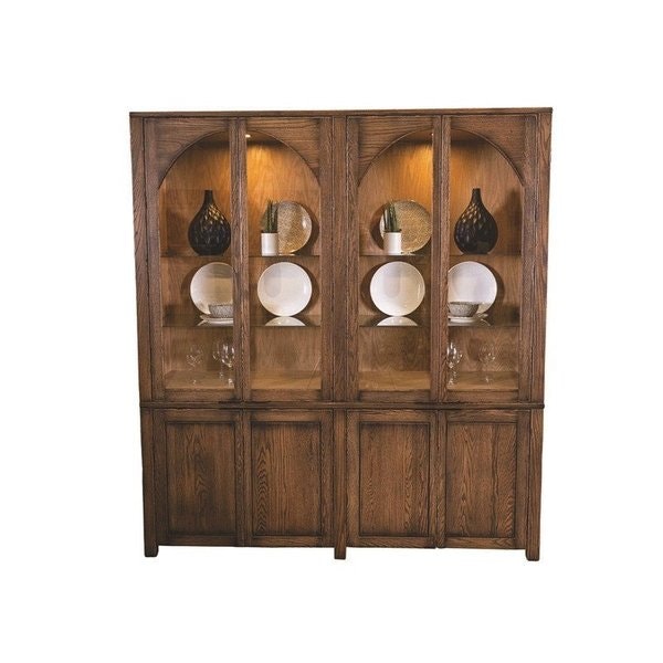 Amish Ambrosia Modern 72" 4-Door Hutch with Arched Panels