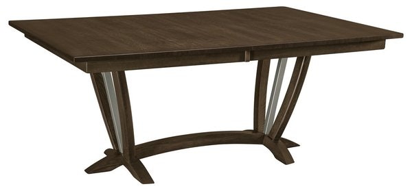Amish Miami Urban Solid Wood and Metal Trestle Dining Table