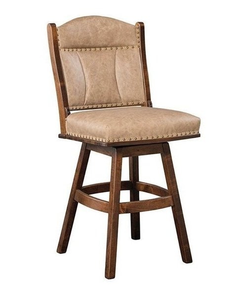 Amish Sawyer Upholstered Swivel Counter and Bar Stool