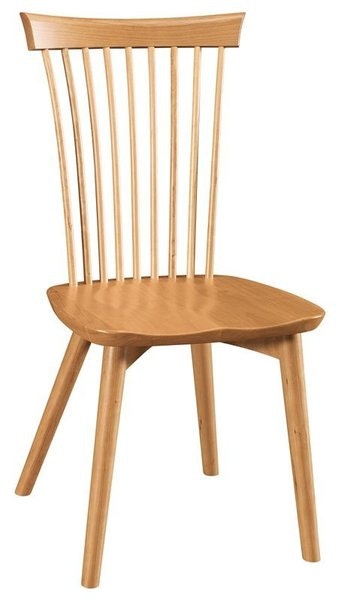 Amish Vera Modern Farmhouse Windsor Dining Side Chair shown in Cherry with Natural Stain