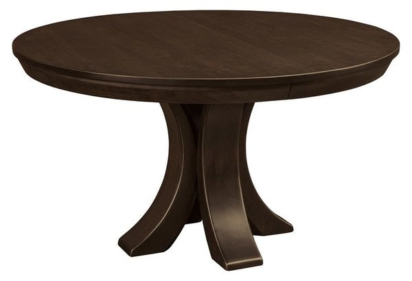 Amish Rhinebeck Curved Single Pedestal Dining Table shown in Cherry with Earthtone Stain and a Mission Edge