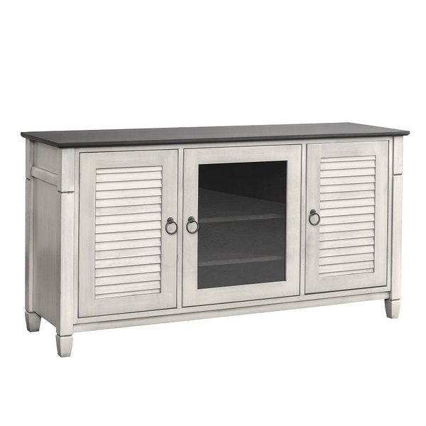 Amish Coastal Wooden beachy TV Stand with Three Doors