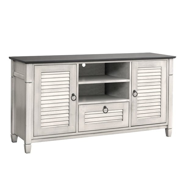 Amish Coastal Wooden TV Stand with Two Doors & One Drawer