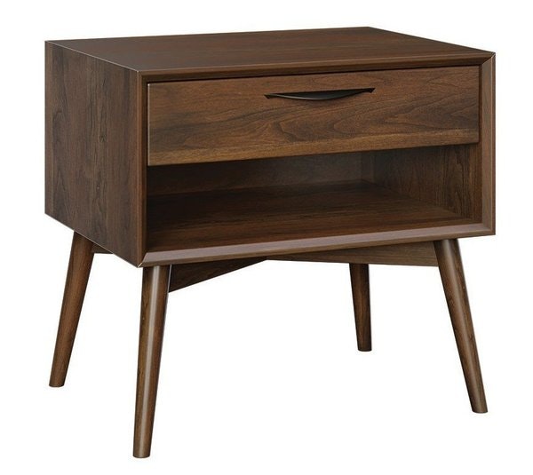 Amish Kirtland Mid-Century Modern Open Nightstand with Drawer