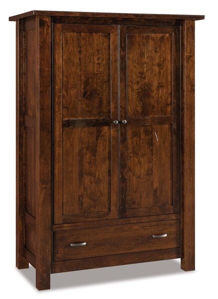 Amish Daniel 48.5 Inch Wide Wardrobe Armoire with 1 Drawer, 2 Doors, 1 Shelf, and 1 Adjustable Rod.