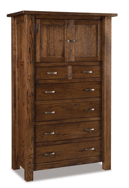 Amish Daniel Chest of Drawers  44.5 Inches Wide Armoire with 6 Drawers, 2 Doors, and 1 Shelf.