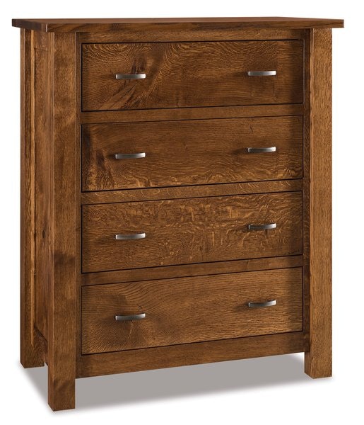 Amish Daniel 51.75 Inch High 4-Drawer Chest of Drawers with Optional Hidden Secret Pop Out Rail.