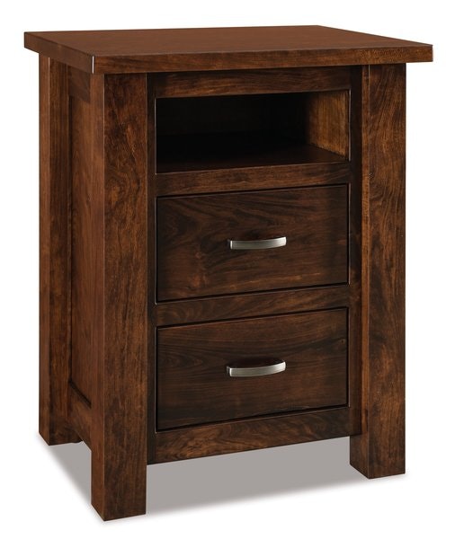Amish Custom Daniel 24.75 Inch Wide 2-Drawer Nightstand with Opening