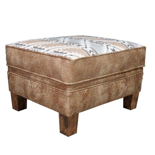Amish West Bend Rough Cut Maple Upholstered Ottoman