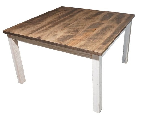 Amish Handcrafted Farmhouse Rough Cut Maple Wood Leg Dining Table Stain – Top: Granola Stain – Base: Nova