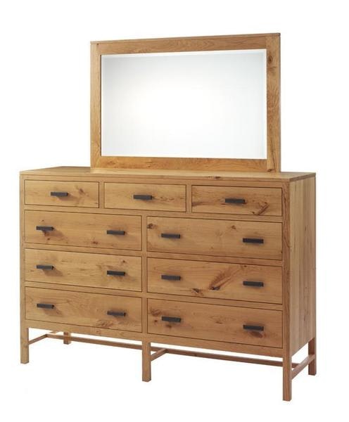 Amish Gregory 66 High Dresser With Optional Mirror Shown in Rustic Cherry Wood with Natural Hand-Rubbed Finish