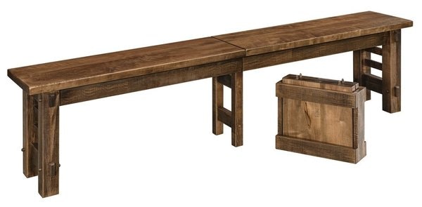 Amish Boulder Rustic Rough Sawn Wormy Maple Wood Backless Dining Bench - Quick Ship