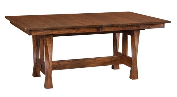 Amish Solid Wood Oxnard Twisted Trestle Dining Table - Modern Style