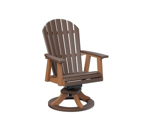 Amish Poly Swivel Rocker Dining Chair Chocolate Brown on Cedar In Stock and Ready to Ship
