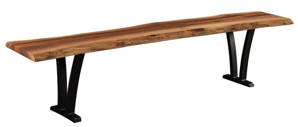 Amish Handcrafted Alexandria Modern Live Edge Backless Dining Bench