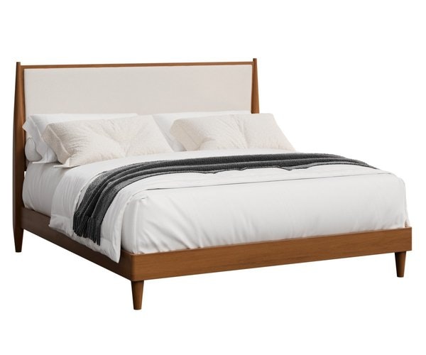 Amish Simplicity Platform Bed with Upholstered Headboard