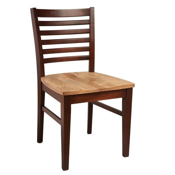 Amish Handcrafted Contemporary Ladder Back Dining Chair shown in Brown Maple with Rich Cherry Frame and Husk Stained Seat