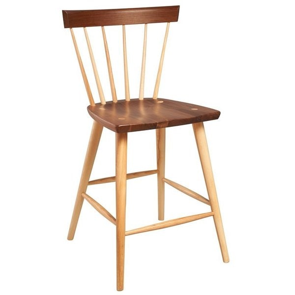 Amish Clearwater Mid-Century Modern Stationary Counter or Bar Stool shown in Rustic Walnut with Seely Stain