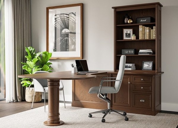Amish Rivenspire Solid Wood Modern Pedestal Desk