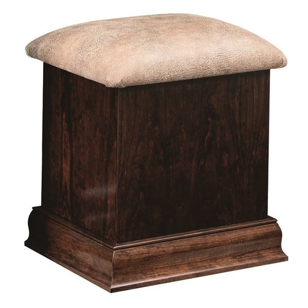 Amish Handcrafted Upholstered Dressing Vanity Stool with Storage