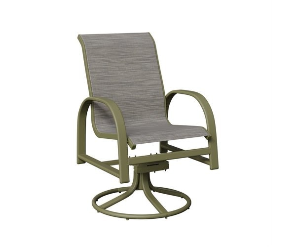 Berlin Gardens Murphy Outdoor Swivel Rocker Dining Chair - Aluminum with Sling Fabric