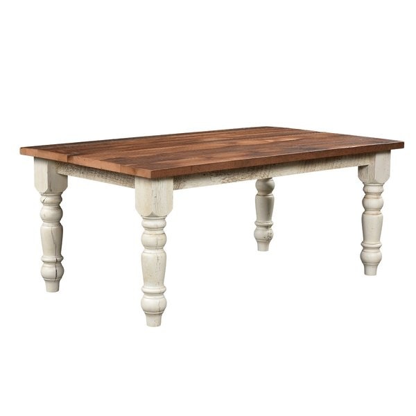 Amish Farmhouse Reclaimed Barnwood Leg Dining Table - Quick Ship