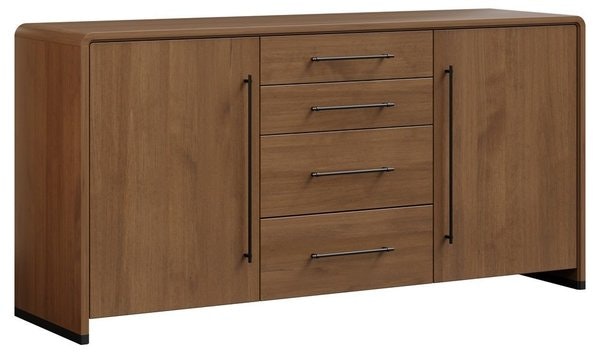Amish Mirage 4 Drawer Modern Sideboard Buffet with Rounded Edges 64" - 84"