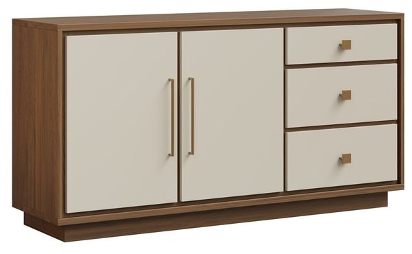 Amish Handcrafted Sleek Modern Double Door Sideboard Cabinet 64 - 84 Width shown in Rustic White Oak with Coco Light Frame Stain and Creamy Door Stain