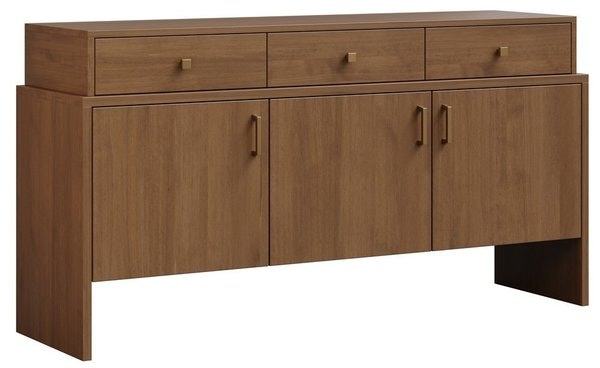Amish Solid Wood Cascade Modern Credenza Cabinet 64 - 84 Width shown in Brown Maple with Almond Stain