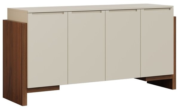 Amish Zenith Contemporary Sideboard 64 - 84 Width Shown in Case: Brown Maple with Natural Stain, Frame: Brown Maple with American Creamy White Paint
