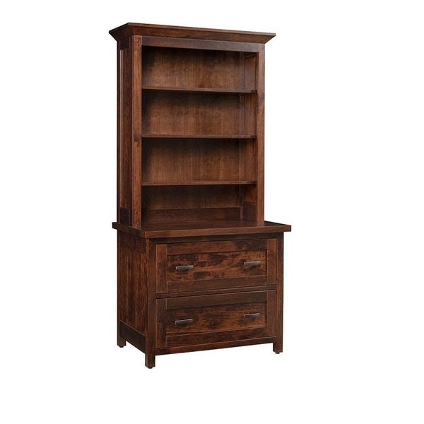 Amish Wren Lateral File Cabinet With Bookcase
