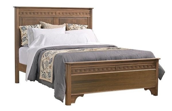 Amish Ornament Solid Wood Panel Bed Frame