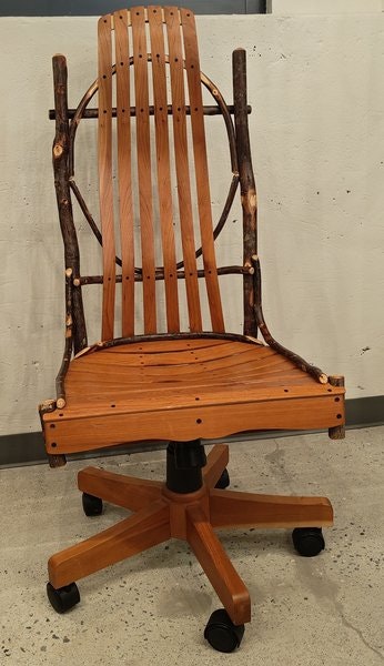 Amish Rustic Hickory Twig Desk Chair without Arms In-Stock and Ready to Ship