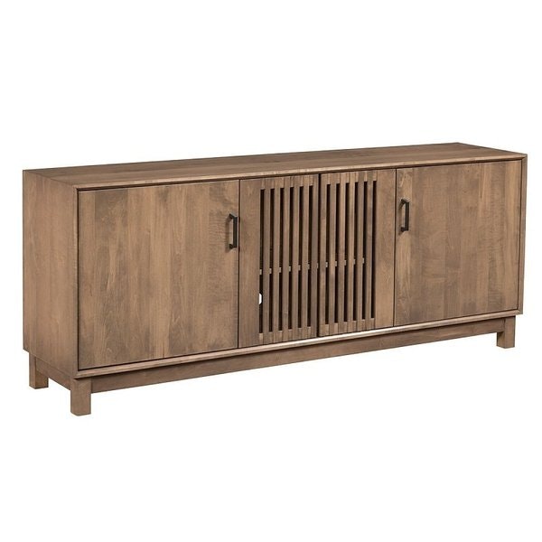 Amish Rebel 72” Entertainment Console shown in Brown Maple with Tundra Stain