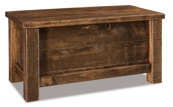Amish 44 Wide Rustic Blanket Chest with Cedar Bottom Shown in Rustic Sawn Brown Maple with Almond Stain