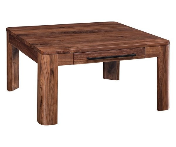 Amish Woodlyn Coffee Table with Rounded Post Corners and Drawer