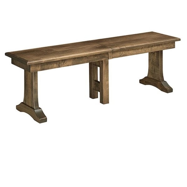 Amish Solid Wood South Padre Extendable Dining Bench shown in Brown Maple with American Antique Stain