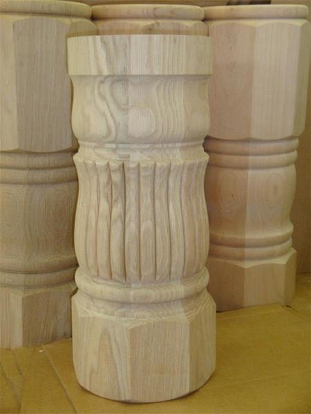 Amish Made Unfinished Reeded Pedestal Table Column